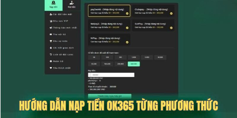 Nạp tiền Ok365